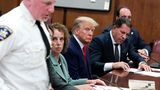 Donald Trump während der Anklageverlesung im Gericht neben seinem Anwalt Joe Tacopina: Sein Blick sagte alles.