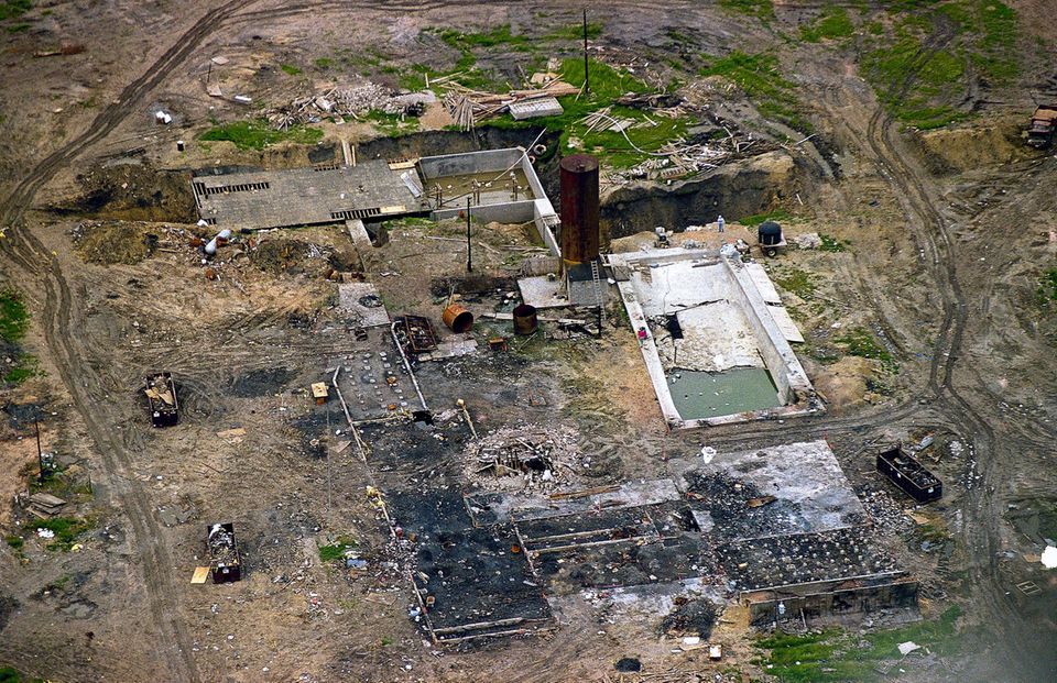 Waco Texas Mount Carmel nach Feuer Die Überreste von Mount Carmel in Waco nach dem Brand
