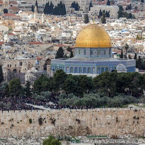 Tempelberg und Al-Aksa-Moschee aus der Ferne