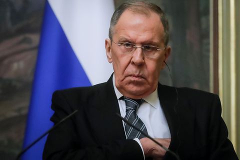 Sergej Lawrow, Außenminister von Russland, bei einer Pressekonferenz
