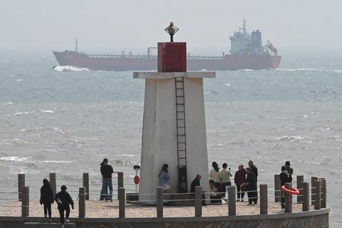 Ein chinesisches Schiff vor der Küste Taiwans