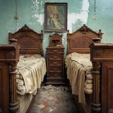 Dieses alte Schlafzimmer steht in Italien. Die Möbel scheinen noch gut erhalten zu sein - doch an den Wänden bröckelt der Putz herab.