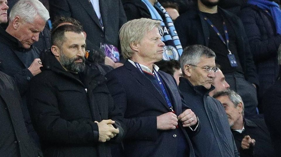 Sportdirektor Hasan Salihamidzic, Vorstandsvorsitzender Oliver Kahn und Bayern-Präsident Herbert Hainer (v.l.n.r.)