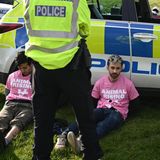 Bei Protestaktionen in und um die Rennstrecke nahm die britische Polizei 118 Aktivisten fest