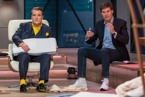 Ralf Dümmel und Carsten Maschmeyer beim Tinus-Pitch in der "Höhle der Löwen"