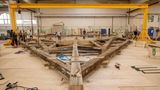 März 2023: In Briey bei Metz arbeiten Zimmerleute an der originalgetreuen Rekonstruktion des Vierungsturms