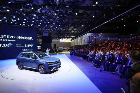 Die Volkswagen AG hält eine Pressekonferenz auf der Automesse Auto Shanghai