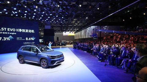 Die Volkswagen AG hält eine Pressekonferenz auf der Automesse Auto Shanghai