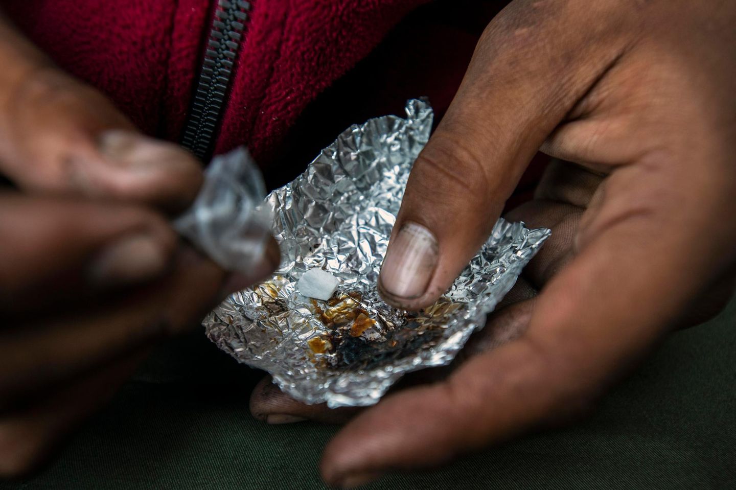 Fentanyl angemischt auf einem Stück Alufolie