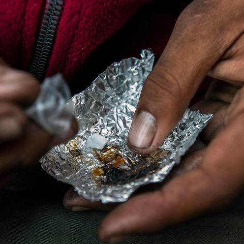 Fentanyl angemischt auf einem Stück Alufolie
