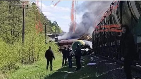 Entgleister Güterzug Russland