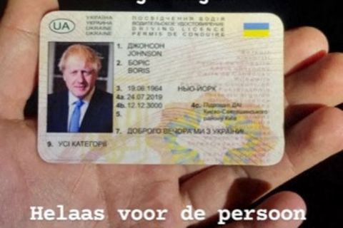 Falscher Führerschein mit dem Abbild Boris Johnsons