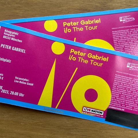 Peter Gabriel-Eintrittskarten, erworben über den Zweitmark Viagogo