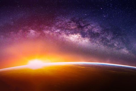 Unsere Galaxie mit dem Sonnensystem der Erde