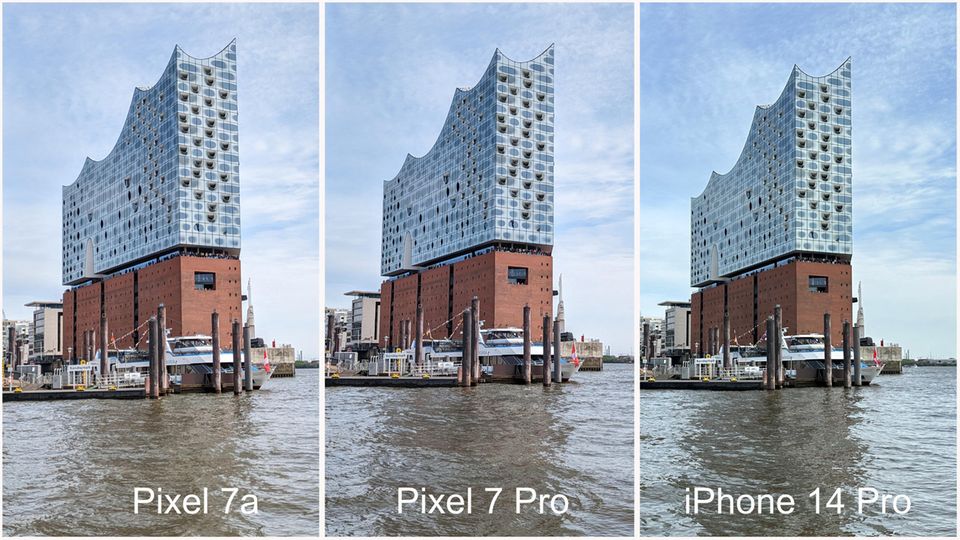 Fotovergleich Google Pixel 7a, Pixel 7 Pro und iPhone 14 Pro