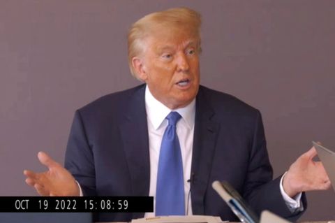 Ex-US-Präsident Donald Trump während seiner Vernehmung im vergangenen Oktober