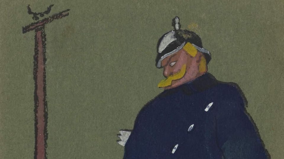 Polizist auf einer Bildpostkarte um 1910
