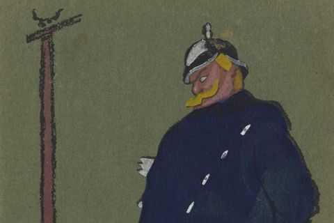 Polizist auf einer Bildpostkarte um 1910