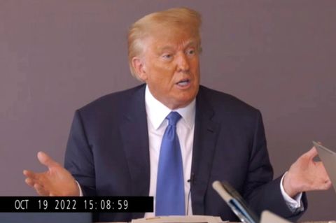 Ex-US-Präsident Donald Trump während seiner Vernehmung im vergangenen Oktober