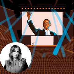Obama bei einer riesigen Live Show auf der Bühne