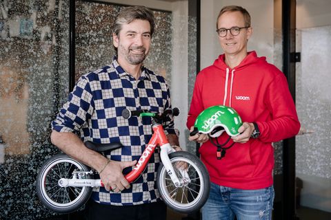 Die Woom-Macher: Marketingexperte Marcus Ihlenfeld (51, rechts) und Mitgründer Christian Bezdeka (46), von dem das Design des Kinderfahrrads stammt