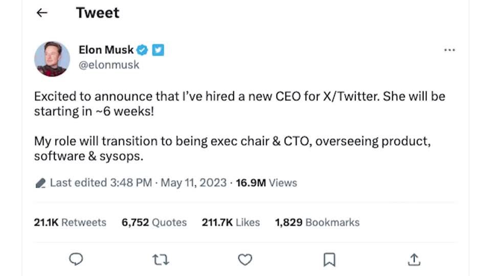 Video: Musk findet neue Chefin für Twitter Video: Musk findet neue Chefin für Twitter