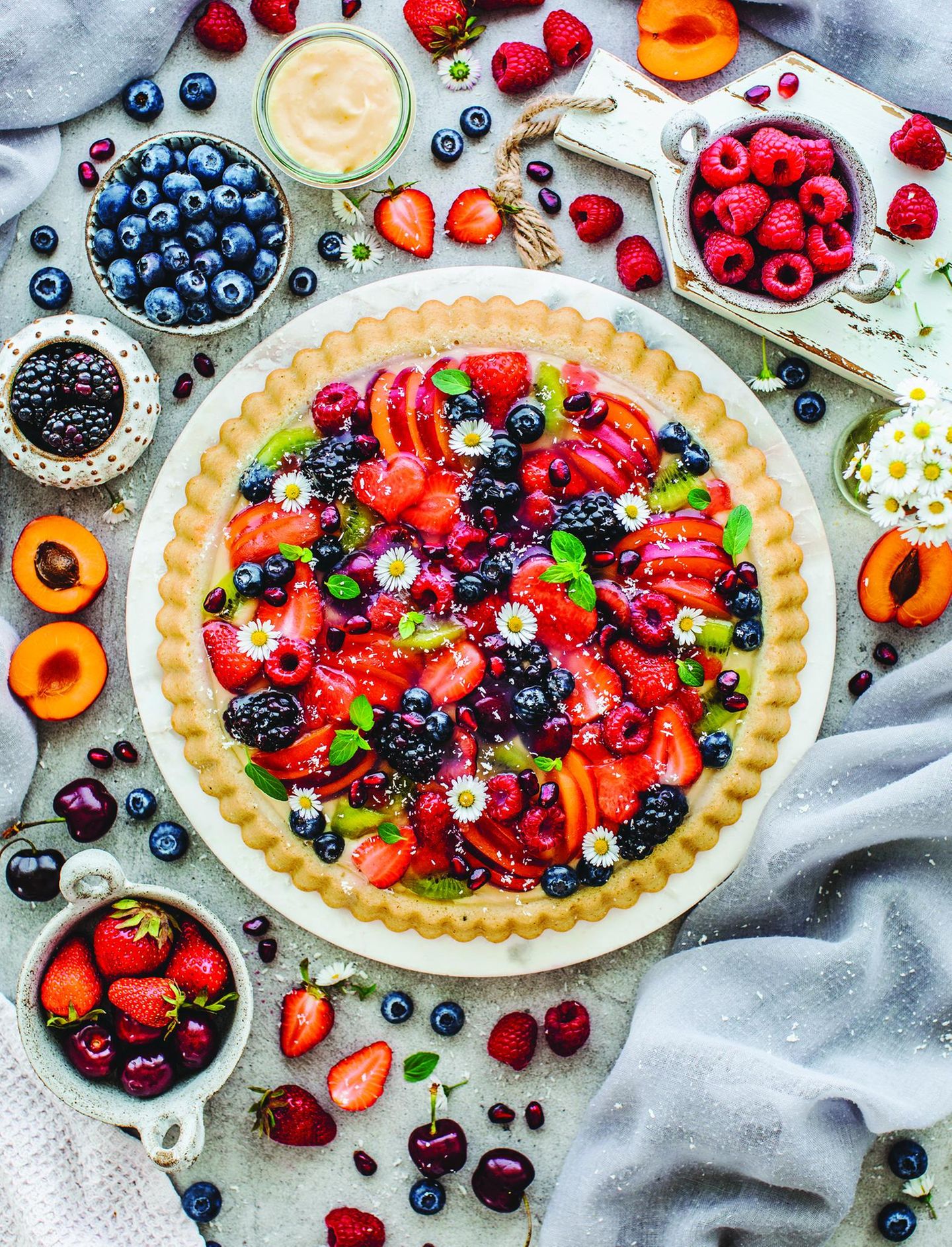 Obstkuchen mit Pudding