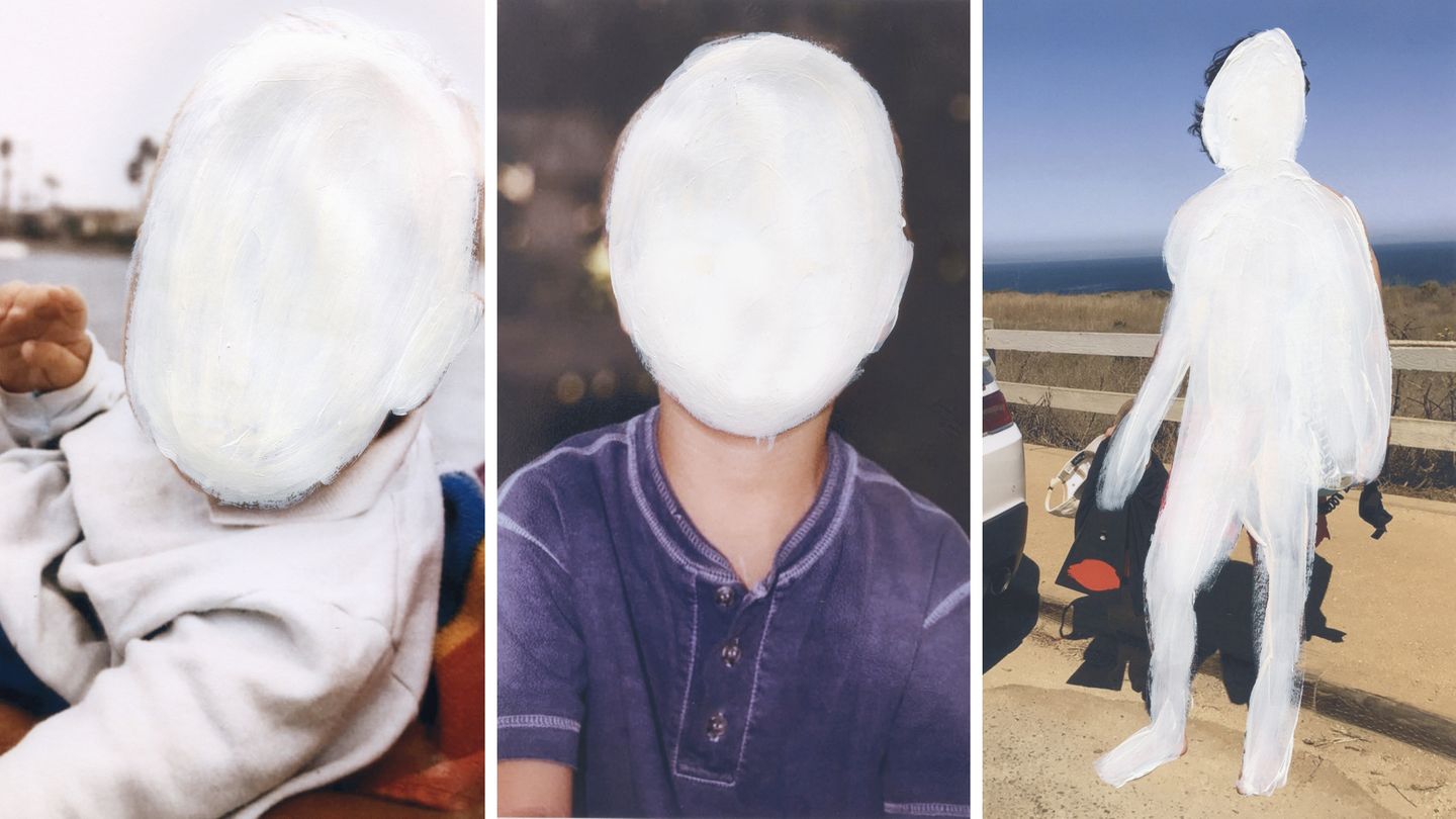 Portraits eines Mannes mit übermaltem Gesicht