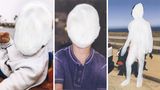 Portraits eines Mannes mit übermaltem Gesicht