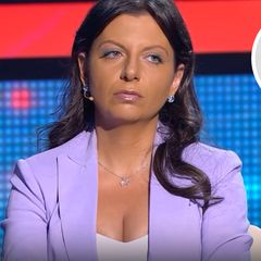 Margarita Simonjan ist eine der zentralen Figuren der Kreml-Propaganda. Hier im Studio der Sendung "Eigene Wahrheit" auf NTW 