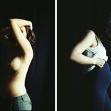 Collage aus zwei Bildern einer schwangeren Frau mit Babybauch