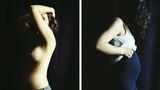 Collage aus zwei Bildern einer schwangeren Frau mit Babybauch