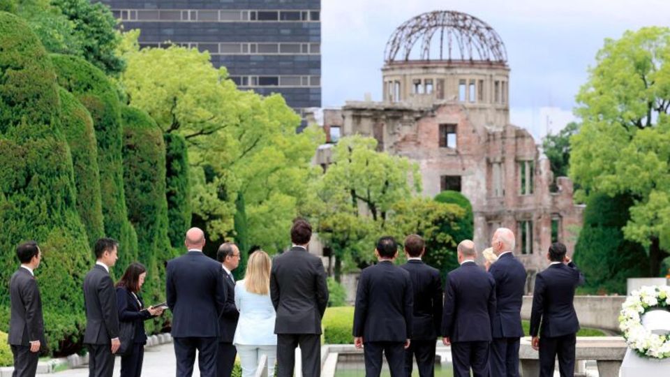 G7 leaders look at the Peace Memorial in Hiroshima, G7 leaders look at the Peace Memorial in Hiroshima,
