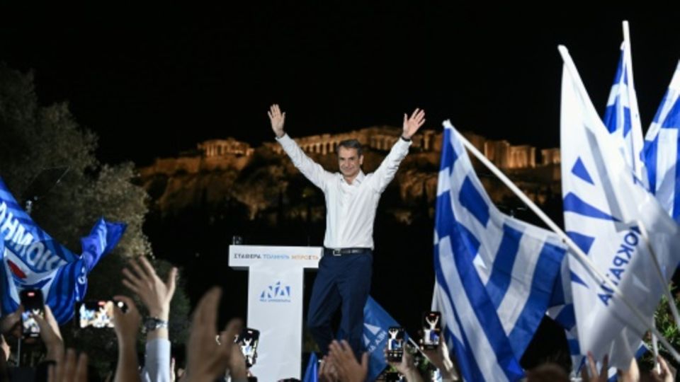 Regierungschef Mitsotakis beim Wahlkampf in Athen