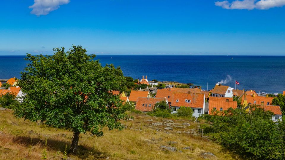 Ansicht von Gudhjem, eine Kleinstadt auf der dänischen Ostseeinsel Bornholm