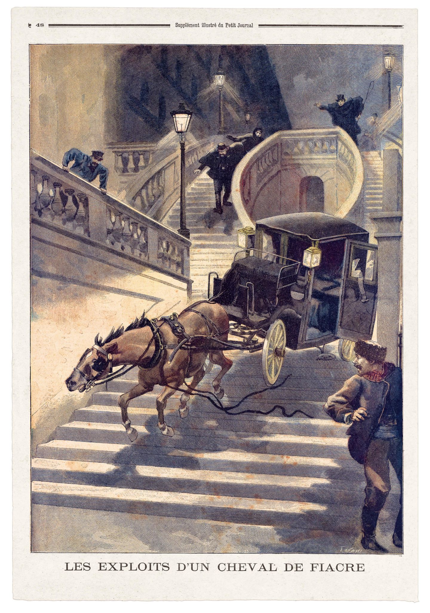 "History of Press Graphics": 1863 gegründete Moïse Polydore Millauds das Magazin "Le Petit Journal" – und es war bahnbrechend. Eine neue Form des Sensationsjournalismus war geboren. Mit Niedrigpreisen und einem offenen Vertrieb über den Straßenverkauf hatte das marktführende Blatt eine breite Käuferschicht jenseits der bildungsbürgerlichen Klientel der herkömmlichen Abonnentenpresse erschlossen. Dieses Bild stammt aus dem "Le Petit Journal, Paris" vom 9.Februar 1896 und gehörte zu dieser Nachricht: "Zwei Pferde galoppierten durch Versailles. Unteroffizier Michaud vom 27. Dragoner-Regiment wollte sie aufhalten. Er erlitt einen Schädelbruch." 1863 gegründete Moïse Polydore Millauds das Magazin "Le Petit Journal" – und es war bahnbrechend. Eine neue Form des Sensationsjournalismus war geboren. Mit Niedrigpreisen und einem offenen Vertrieb über den Straßenverkauf hatte das marktführende Blatt eine breite Käuferschicht jenseits der bildungsbürgerlichen Klientel der herkömmlichen Abonnentenpresse erschlossen. Dieses Bild stammt aus dem "Le Petit Journal, Paris" vom 9.Februar 1896 und gehörte zu dieser Nachricht: "Zwei Pferde galoppierten durch Versailles. Unteroffizier Michaud vom 27. Dragoner-Regiment wollte sie aufhalten. Er erlitt einen Schädelbruch."