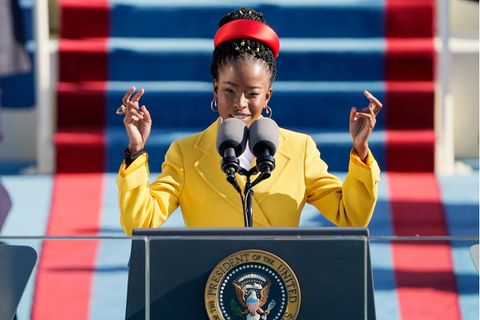 Die Dichterin Amanda Gorman während der Amtseinführung von US-Präsident Joe Biden im Kapitol