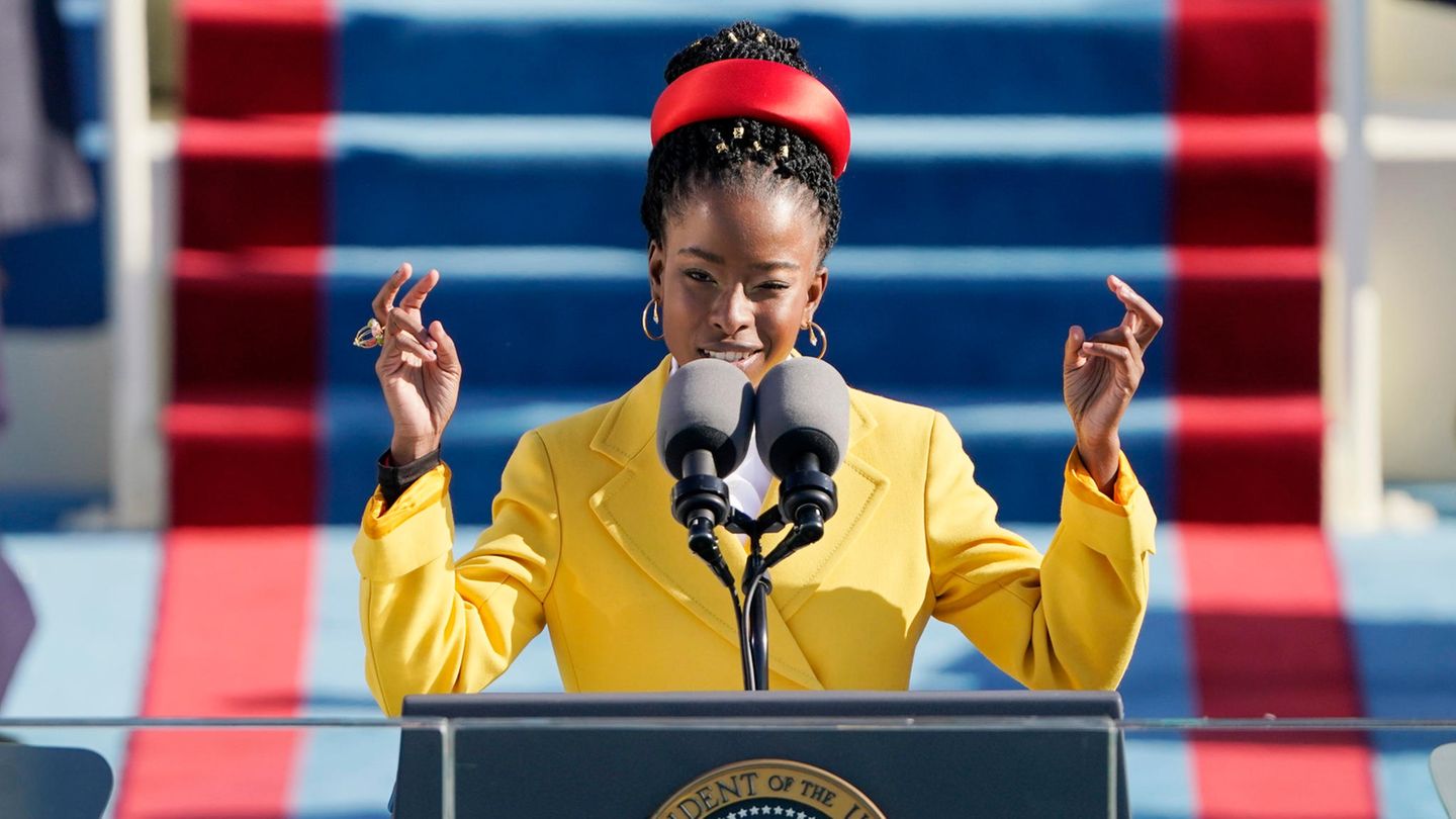 Die Dichterin Amanda Gorman während der Amtseinführung von US-Präsident Joe Biden im Kapitol