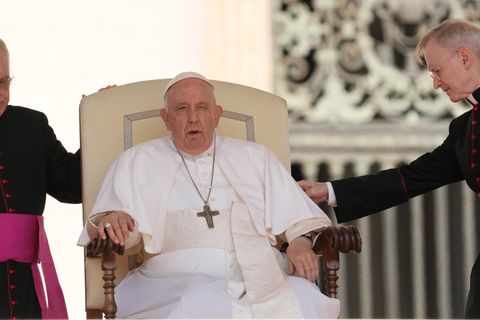 Papst Franziskus am Mittwochmorgen bei seiner wöchentlichen Generalaudienz auf dem Petersplatz