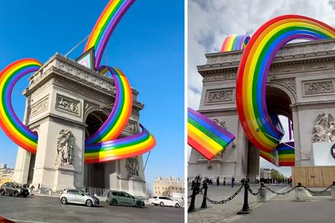 Riesiger Pride-Regenbogen am "Arc de Triomphe" in Paris – ist die Kunst-Installation echt oder ein Fake?