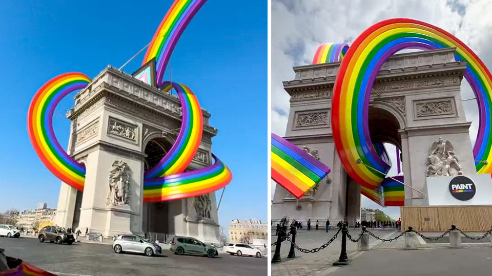 Riesiger Pride-Regenbogen am "Arc de Triomphe" in Paris – ist die Kunst-Installation echt oder ein Fake?