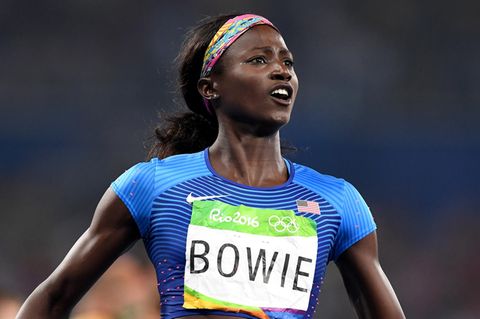 Sprinterin und Olympiasiegerin Tori Bowie ist tot – das Foto zeigt sie nach einem Wettkampf bei den Olympischen Spielen 2016