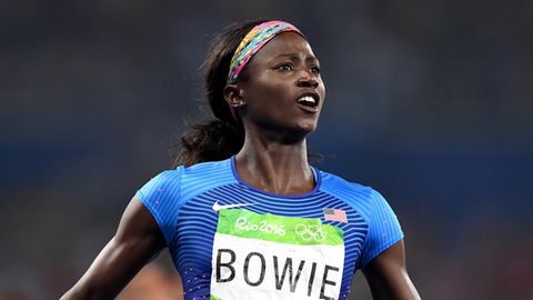 Sprinterin und Olympiasiegerin Tori Bowie ist tot – das Foto zeigt sie nach einem Wettkampf bei den Olympischen Spielen 2016