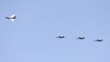 Vier Eurofighter der Deutschen Luftwaffe landen beim "Air Defender 2023" in Nörvenich