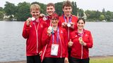 ... Medaillen-Gewinner. Kai-Jürgen Pönisch, Adrian Schlüter, Elke Jäger, Leo Heckel und Patrizia Spaulding (v.l.n.r.) holen die ersten Medaillen für das deutsche Team.