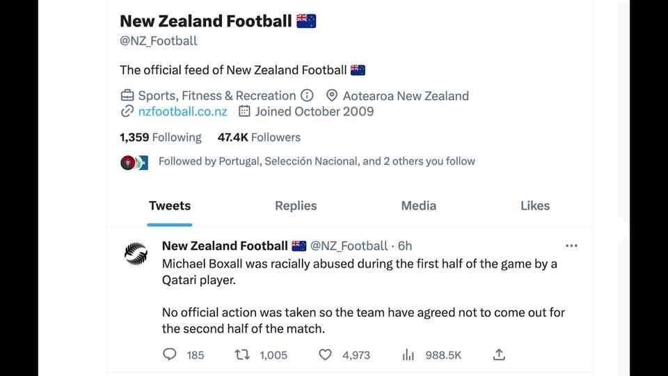 Video: Spielabbruch nach Rassismusvorwurf - Rückdeckung für Neuseeland