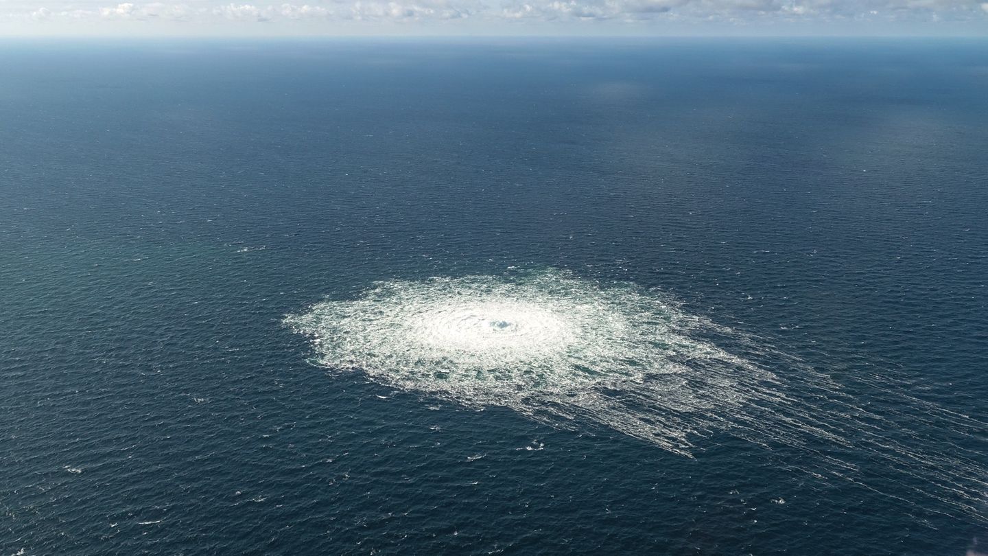 Das Leck von Nord Stream 2 aus der Luft