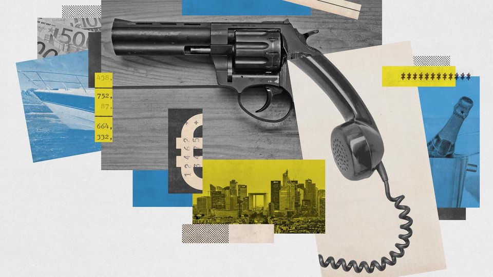 Illustration: Waffe, die aus einem Pistolenlauf und einem Telefonhörer besteht