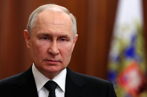 Wladimir Putin, Präsident von Russland, während einer Ansprache an die Nation