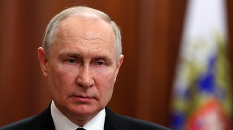 Wladimir Putin, Präsident von Russland, während einer Ansprache an die Nation